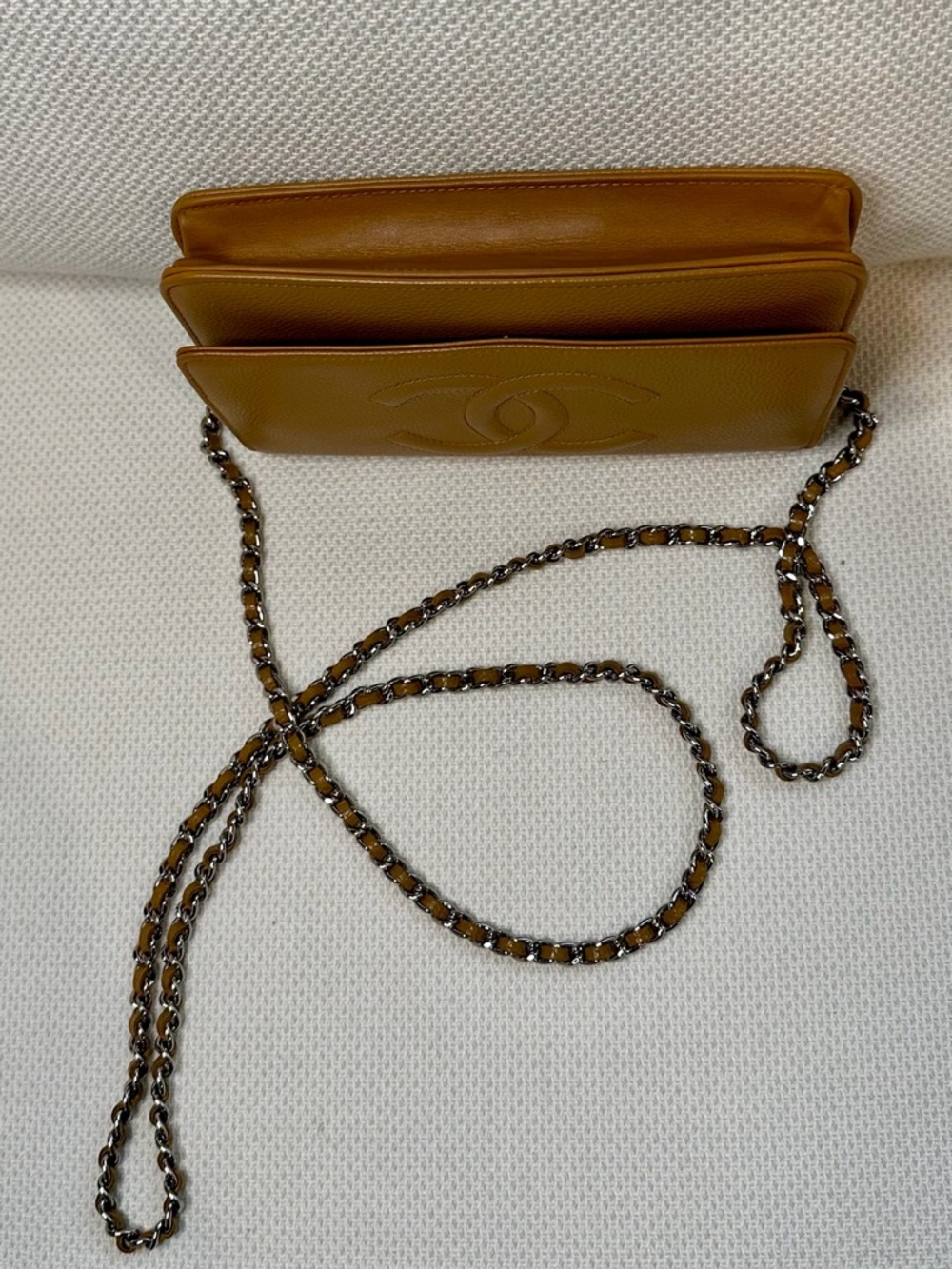 Chanel Dark Beige Caviar Wallet on Chain WOC Silver Hardware Crossbody Bag - Picture 6 of 11